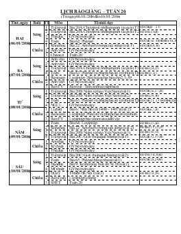 Lịch báo giàng – Tuần 20