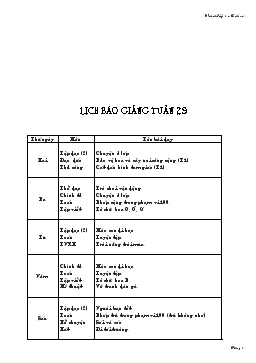 Lịch báo giảng tuần 29