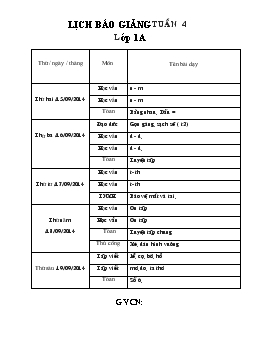 Lịch báo giảng tuần 4