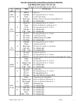 Lịch giảng dạy tuần 10
