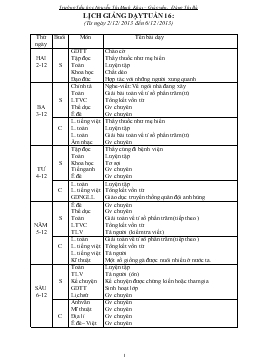 Lịch giảng dạy tuần 16