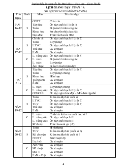 Lịch giảng dạy tuần 18