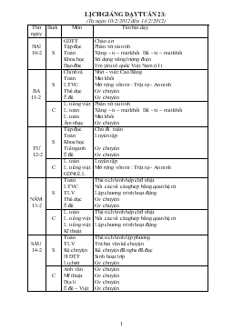 Lịch giảng dạy tuần 23