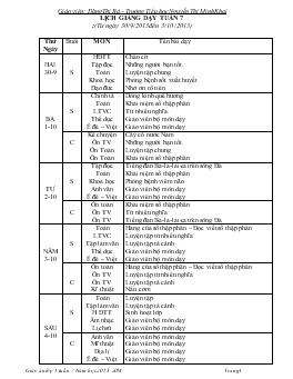 Lịch giảng dạy tuần 7