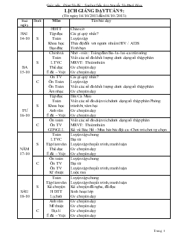 Lịch giảng dạy tuần 9