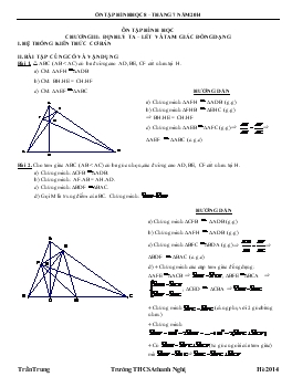 Ôn tập hình học 8 – tháng 7 năm 2014