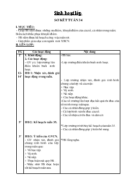 Sinh hoạt lớp sơ kết tuần 34