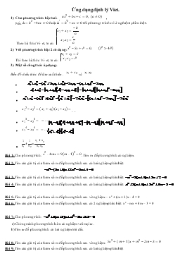 Ứng dụng định lý Viet vào giải bài tập