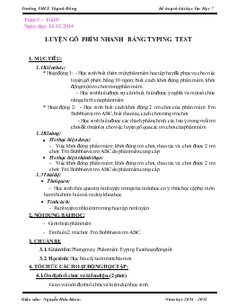 Giáo án Tin học 7 - Tiết 9: Luyện gõ phím nhanh bằng Typing Test - Nguyễn Hữu Khoa