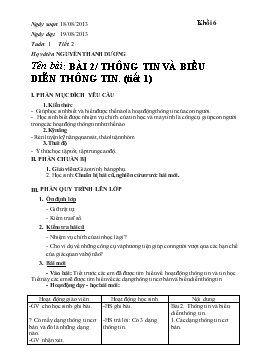 Giáo án Tin học Khối 6 - Tiết 2, Bài 2: Thông tin và biểu diễn thông tin (Tiết 1) - Nguyễn Thanh Dương