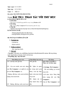 Giáo án Tin học Khối 6 - Tiết 25, Bài thực hành 3: Thao tác với thư mục - Nguyễn Thanh Dương
