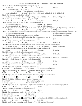 55 câu trắc nghiệm ôn tập thi Học kỳ I môn Hóa học 10 cơ bản