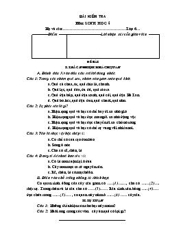 Bài giảng Bài kiểm tra môn: Sinh học 6