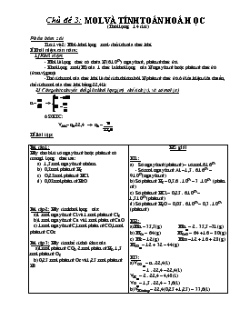 Bài giảng Chủ đề 3: Mol và tính toán hoá h ọc