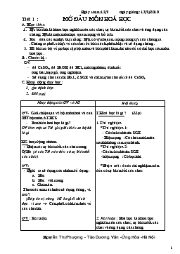 Bài giảng Tiết 1 : Mở đầu môn hoá học (tiết 14)