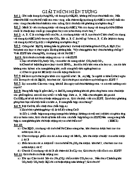 Các dạng bài toán về Giải thích hiện tượng hóa học