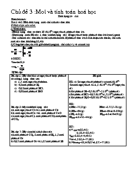 Chủ đề 3: Mol và tính toán hoá học