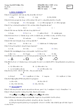 Đề kiểm tra 1 tiết môn Hóa học 11 - Mã đề 1