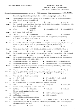 Đề kiểm tra học kì I môn Hóa học - Lớp 11 (cơ bản) - Mã đề thi 001