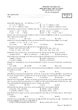 Đề kiểm tra học kì II môn Hóa học - Lớp 11 (nâng cao) - Mã đề thi 327