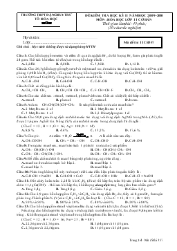 Đề kiểm tra học kì II môn Hóa học - Lớp 11 (nâng cao) - Mã đề thi 11CB357