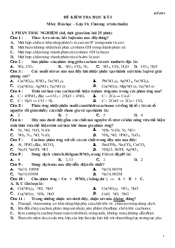 Đề kiểm tra học kì II môn Hóa học - Lớp 11 (nâng cao) - Mã đề thi 004
