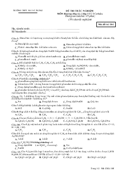 Đề kiểm tra học kì II môn Hóa học - Lớp 11 (nâng cao) - Mã đề thi 184
