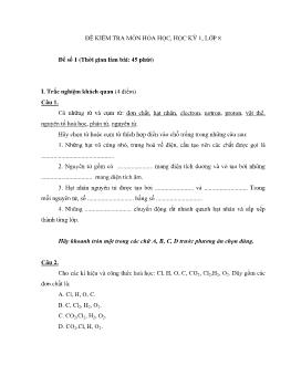 Đề kiểm tra môn hóa học, học kỳ 1, lớp 8 (tiếp)