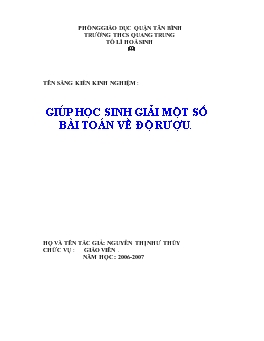 Đề tài Giúp học sinh giải một số bài toán về độ rượu