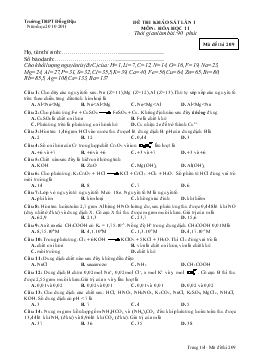 Đề thi khảo sát lần 1 môn: Hóa học 11 - Mã đề thi 209