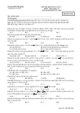 Đề thi khảo sát lần 1 môn: Hóa học 11 - Mã đề thi 896