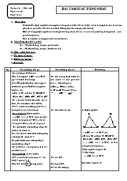 Giáo án Hình học 7 - Tiết 20: Hai tam giác bằng nhau
