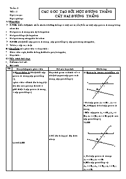 Giáo án Hình học 7 - Tiết 5: Các góc tạo bởi một đường thẳng cắt hai đường thẳng