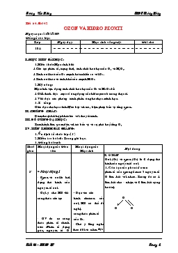 Giáo án Hóa học 10 nâng cao - Tiết 64, Bài 42: Ozon và Hiđro Peoxit - Trương Văn Hường