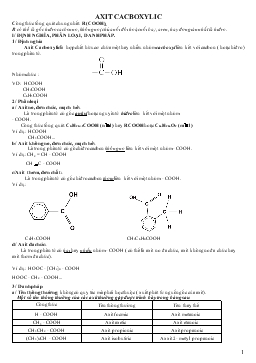 Giáo án Hóa học 11 - Axit cacboxylic