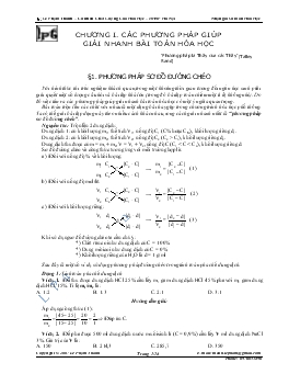 Giáo án Hóa học 11 - Chương I: Các phương pháp giúp giải nhanh bài toán hóa học