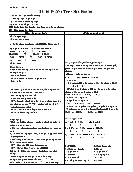 Giáo án Hóa học 8 - Tuần 12 - Tiết 23 - Bài 16: Phương Trình Hóa Học (tiếp)