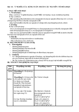 Giáo án Hóa học lớp 11 - Bài 13: Ý nghĩa của bảng tuần hoàn các nguyên tố Hóa Học