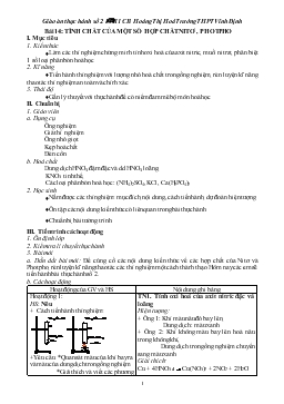 Giáo án Hóa học lớp 11 - Bài 14: Tính chất của một số hợp chất nitơ , photpho