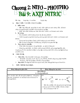 Giáo án Hóa học lớp 11 - Bài 9: Axit nitric