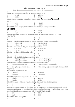 Giáo án Hóa học lớp 11 - Kiểm tra chương 1 - Lớp 10 (cơ bản)