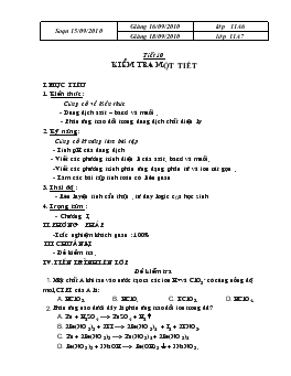 Giáo án Hóa học lớp 11 - Tiết 10: Kiểm tra một tiết