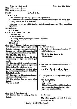 Giáo Án Hóa Học Lớp 8 - Cao Thị Hiên - Trường THCS Huyền Sơn
