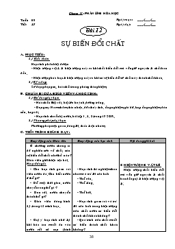 Giáo án Hóa học lớp 8 - Chương II : Phản Ứng Hóa Học