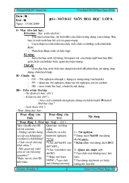 Giáo án Hóa học lớp 8 - Học Kỳ I - Phan Ngọc Hà - Trường THCS Phan Ngọc Hiển.