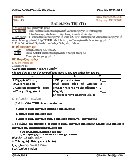 Giáo án Hóa học lớp 8 - Mai Ngọc Liên - Tuần 07 - Tiết 13 - Bài 10: Hoá Trị (tiết 1)