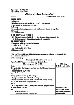 Giáo án Hóa học lớp 8 - Tiết 37: Tính Chất Của Oxi