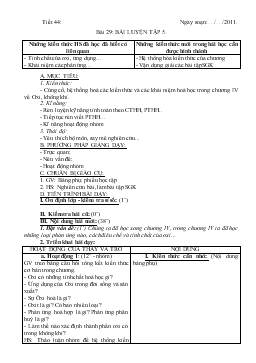 Giáo án Hóa học lớp 8 - Tiết 44 - Bài 29: Bài Luyện Tập 5
