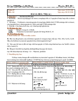 Giáo án Hóa học lớp 8 - Tuần 07 - Tiết 14 - Bài 10: Hoá Trị ( Tiếp)