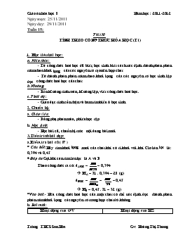 Giáo án Hóa học lớp 8 - Tuần 15 - Tiết 30: Tính Theo Công Thức Hóa Học (tiết 1)
